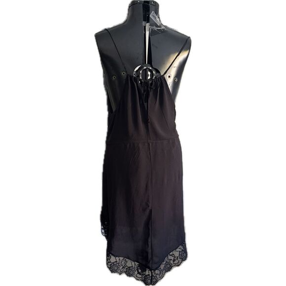 Free People “Intimately” Black Lace-Trim Slip Dress Open Back Size L • Boho Chic - Picture 4 of 4